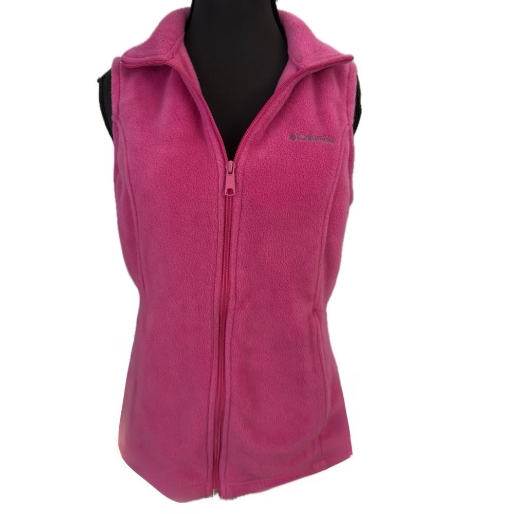 Columbia Benton Springs Fleece Vest Jacket Full Zip Sz Small Pink Bust 36.75” - Picture 2 of 8